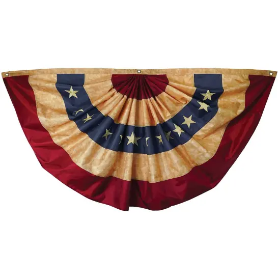 In the Breeze Stars and Stripes Pleated Fan Bunting, Antiqued/Tea-Stained, 3' x 6' {1}