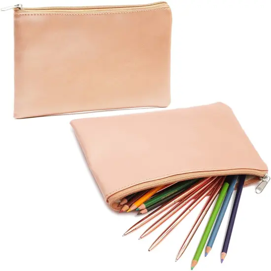 Rose Gold Pouch for Pens, Makeup, Accessories (2 Pack) Pink {7}