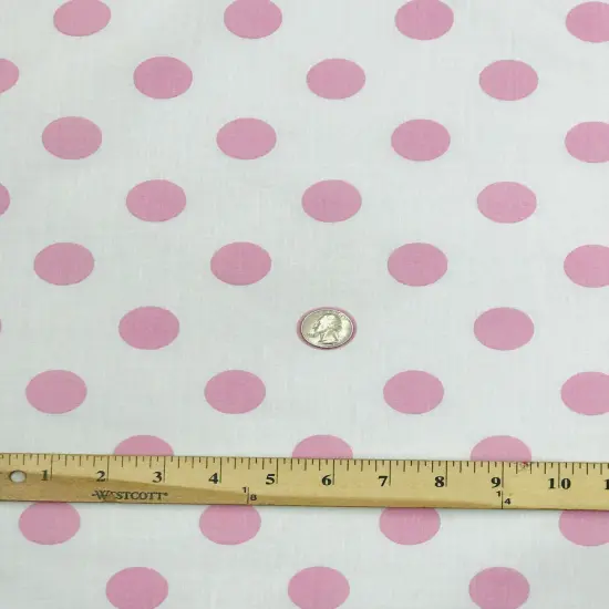 1 Yard Pink Dots on White Poly Cotton Fabric Lightweight Dot Print Fabric for Dresses, Crafts, Quilting, D&eacute;cor 59/60&Prime; Wide {1}