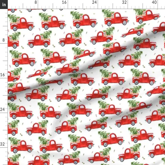 Various Fabrics by the Yard or Fat Quarter Best Friend Christmas Truck Red Dogs Holidays Winter Tree Vintage Inspired Dalmation Festive Pine Custom Printed Fabric by Spoonflower {1}
