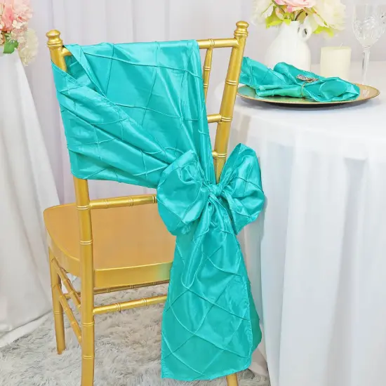 10 Pieces Pool Blue Pintuck Taffeta Chair Sashes 9.5 x 108 Inches {2}