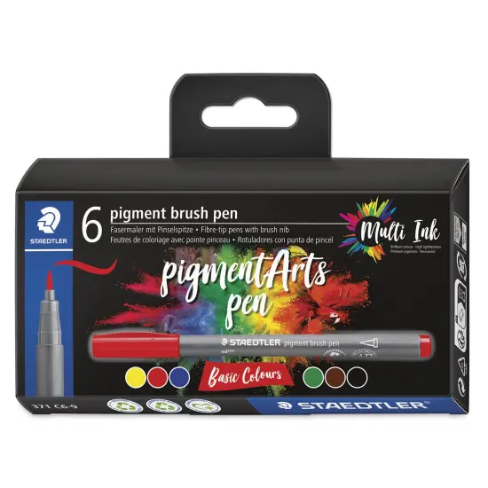 Staedtler Pigment Arts Brush Pens - Basic Colors, Set of 6 {1}