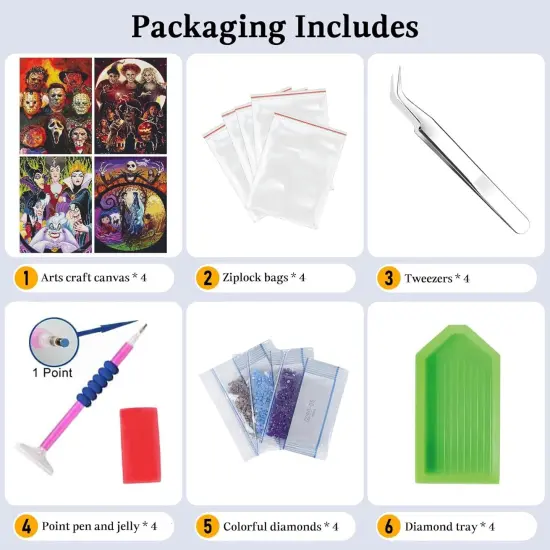 4 Pack Diamond Art for Adults-Cartoon {4}