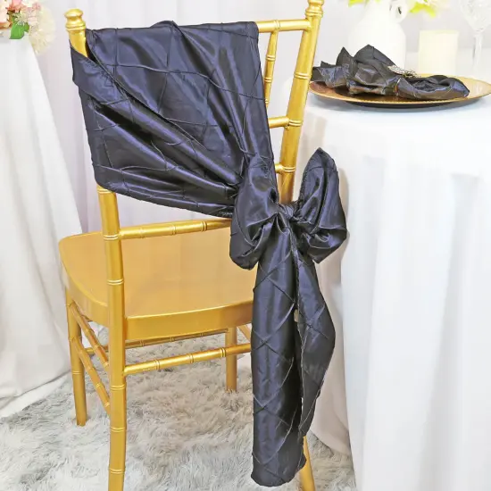 10 Pieces Elegant Pewter Charcoal Pintuck Taffeta Chair Sashes 9.5 x 108 Inches {2}