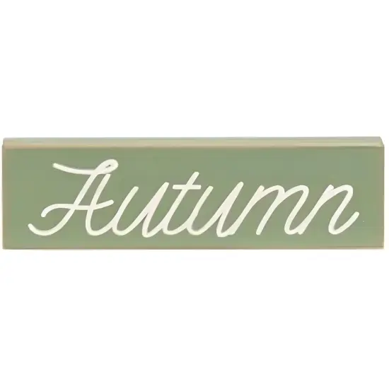 Green Wooden Rustic Autumn Blessings Block Set of 3 with Pumpkin Design {2}