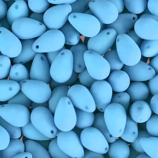 John Bead 114pcs 6x9mm Czech Glass White Alabaster Velvet Drop Bead Strands Sky Blue {1}