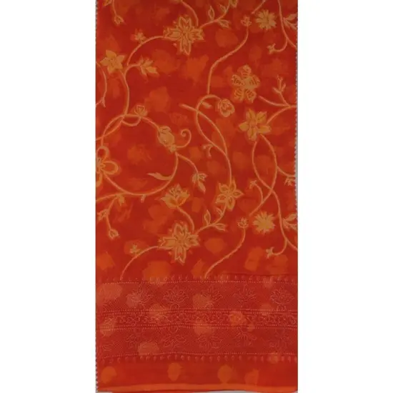 1 Yard Orange/Yellow Double Border Cotton Voile Fabric 100% Cotton, 56/58" Wide for Apparel {2}