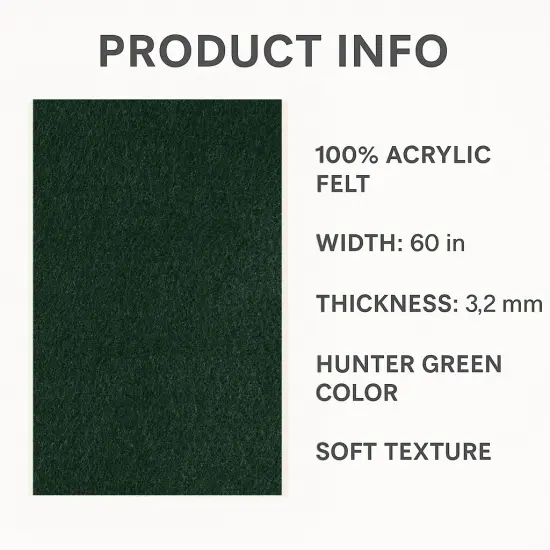 SOFI Premium 3.2mm Thick Acrylic Felt Fabric &ndash; 60&rdquo; Wide | Felt by the Yard | Black, White, Red, Charcoal, Hunter Green {2}