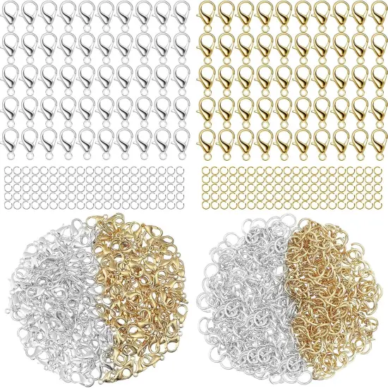 300 Pcs Lobster Claw Clasps and Open Jump Rings Set Alloy Jewelry Findings Kit {1}