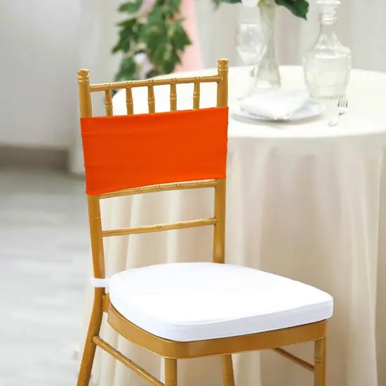 10 Pieces Bright Stretch Orange Spandex Chair Bands 7 x 13 Inches {3}