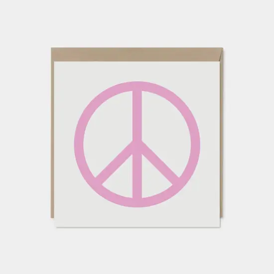 Pink Peace Sign Card, Square Peace Card, {1}