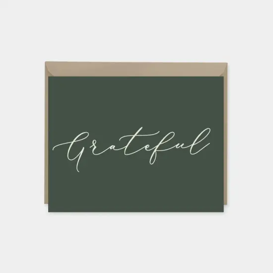" Grateful" Script Thank You Card {1}