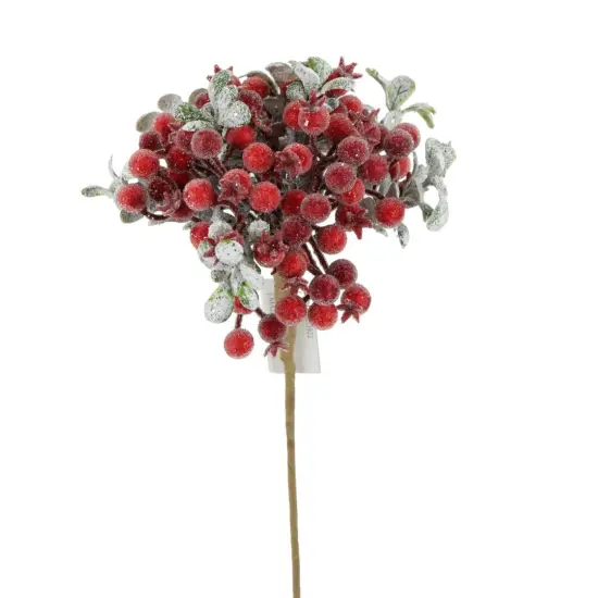 13" Frosted Red Berry Pick - Artificial Christmas Spray for Holiday Decor-233922 {1}