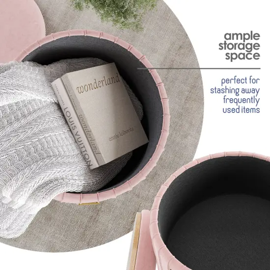 StorageBud Pleated Velvet Storage Ottoman {2}