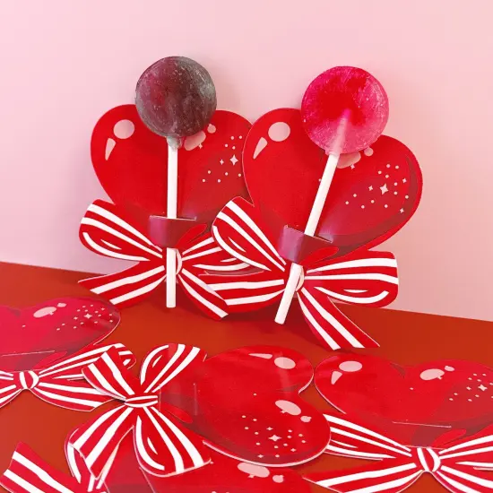 Wrapables Valentines Lollipop Paper Card Candy Holders, Hearts and Bows Party Supplies, Decorations, Party Favors (100pcs) {4}