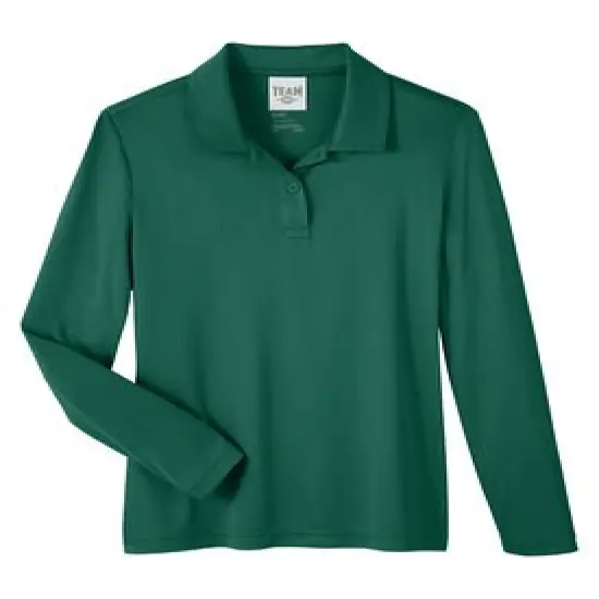 Team365&reg; Women&rsquo;s Zone Performance Long-Sleeve Polo &ndash; Moisture-Wicking, UV Protection, Lightweight Athletic Fit SPORT FOREST {1}