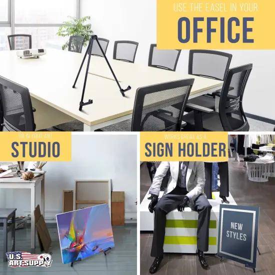 13.5" Black Metal Tabletop Easel Stand (6 Pack) - Foldable Tripod Table Top Easel Stand for Sign, Art, Poster Board, Canvas & Photos - Display Table Easels with Non-Skid Feet {5}