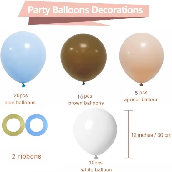 50pcs 12 Inch Brown Blue White Blush Latex Balloons {5}