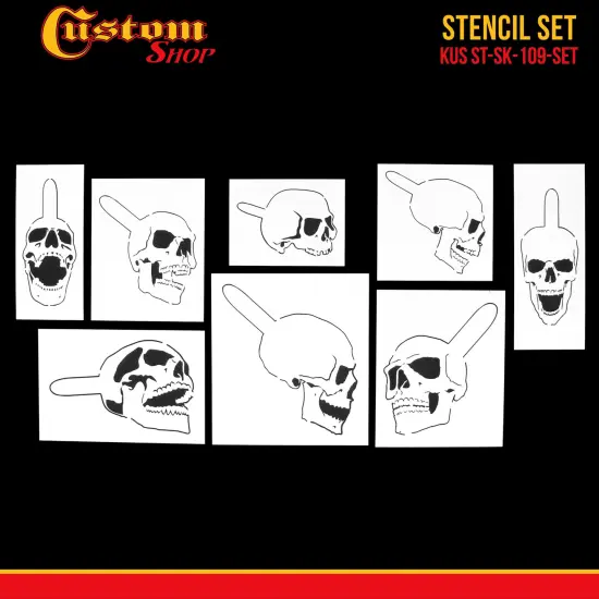 Custom Shop Airbrush Stencil Skull Design Set #9 (8 Different Mini Skull Designs) - 8 Laser Cut Reusable Templates {2}