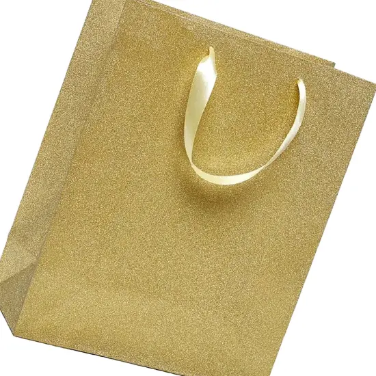 10 1/4'' x 4 3/4'' x 12 5/8'' Glitter Grain Totes for Retail and Gift Displays Champagne {6}