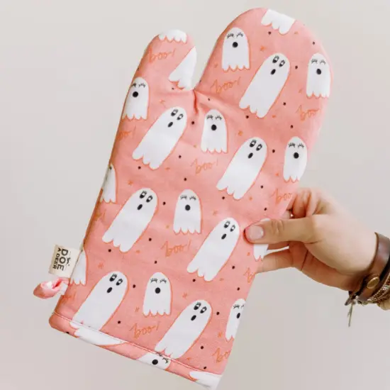 PINK GHOST OVEN MITT {2}