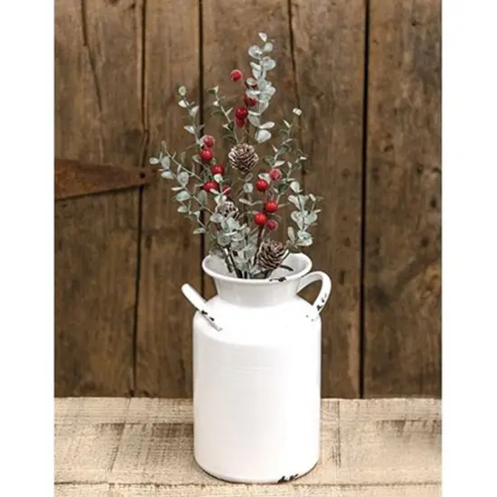 16&rdquo;High Flocked Eucalyptus and Red Sugar Berry Pick with Slender Stem {3}