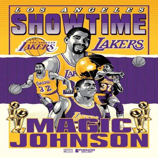 Phenom Gallery Los Angeles Lakers "Showtime" Magic Johnson Deluxe Framed Serigraph Print {6}