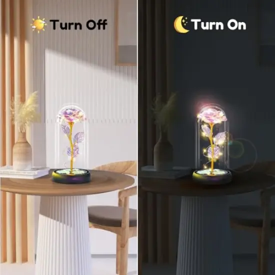 Rose Mothers Day Flowers Gifts for Mom from Daughter Son, Birthday Gifts for Women Wife Mom Grandma Nana, Light Up Rose Flowers in Glass Dome, Gifts for Teacher Mother's Day Anniversary {4}