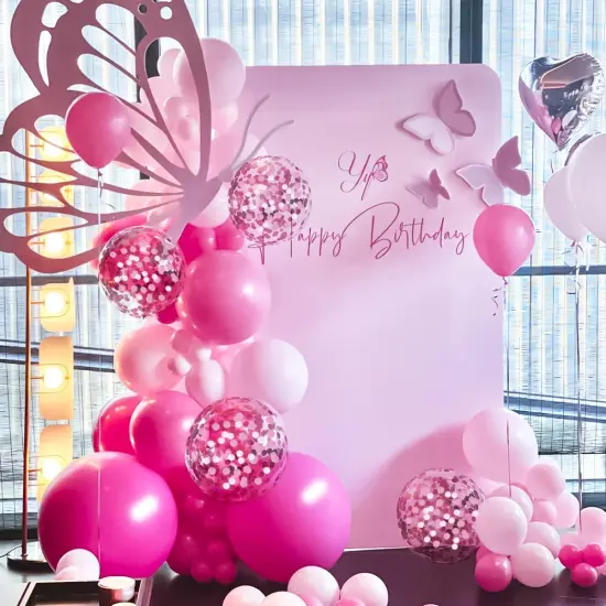 146 PCS Pink Balloon Arch Kit with Confetti (Hot Pink-Pastel Pink) {4}