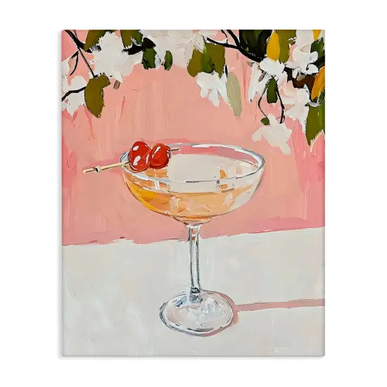 Stupell Industries Pink Cocktail with Apple Blossoms Canvas, design by Riley B {1}