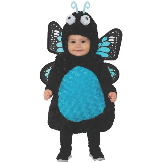 Toddler Blue Butterfly Costume Plush Fur Body Hood and Wings {1}