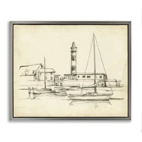 Stupell Industries Antique Lighthouse Study Floating Frame, design by Ethan Harper {1}