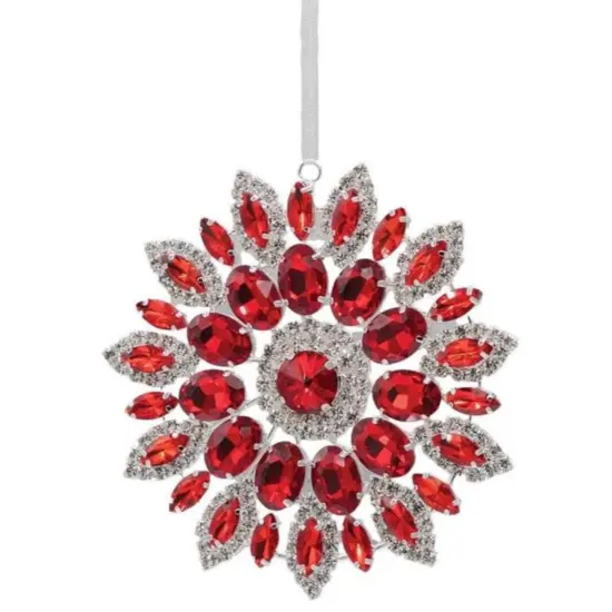 4.25in Hanging Faux Jewel Ornament: Red {1}