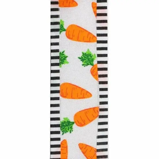 1.5" Carrots Thin Stripe Ribbon: White (10 Yards) {2}