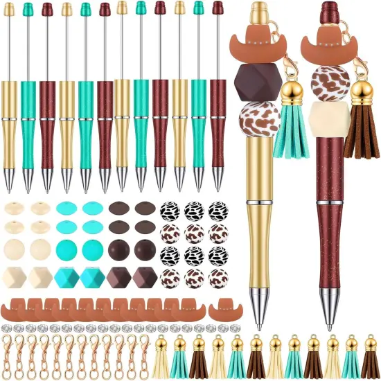 12 Pcs Plastic Beadable Pens Kits with Assorted Colors {1}