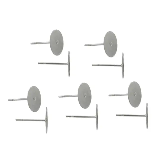 JewelrySupply Padded Post 10mm Surgical Stainless Steel (10-Pcs) {1}