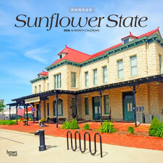 Sunflower State | Kansas Places | 2026 12 x 24 Inch (Hanging) Monthly Square Wall Calendar | Plastic-Free {1}