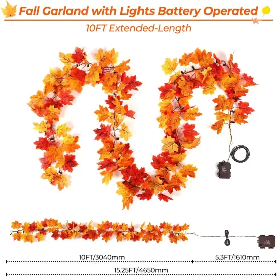 Fall Garland with Lights Battery Operated - 1 Pack {6}