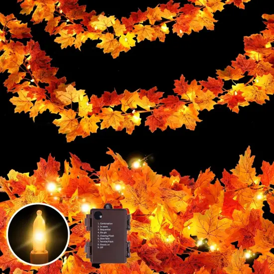 Fall Garland with Lights Battery Operated - 1 Pack {1}