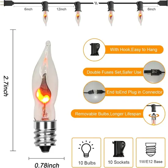 10FT C18 Halloween Flicker Flame String Lights {2}