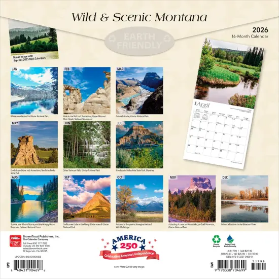 Montana Wild & Scenic | 2026 12 x 24 Inch (Hanging) Monthly Square Wall Calendar | Plastic-Free {2}