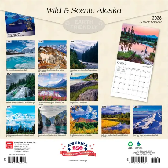 Alaska Wild & Scenic | 2026 12 x 24 Inch (Hanging) Monthly Square Wall Calendar | Plastic-Free {2}