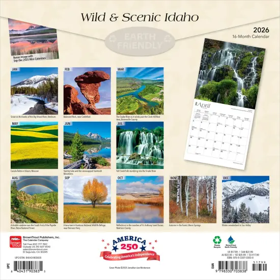 Idaho Wild & Scenic | 2026 12 x 24 Inch (Hanging) Monthly Square Wall Calendar | Plastic-Free {2}