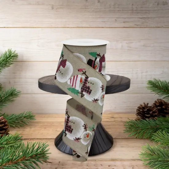 2.5" Chubby Snowman Ribbon: Natural (10 Yards) {2}