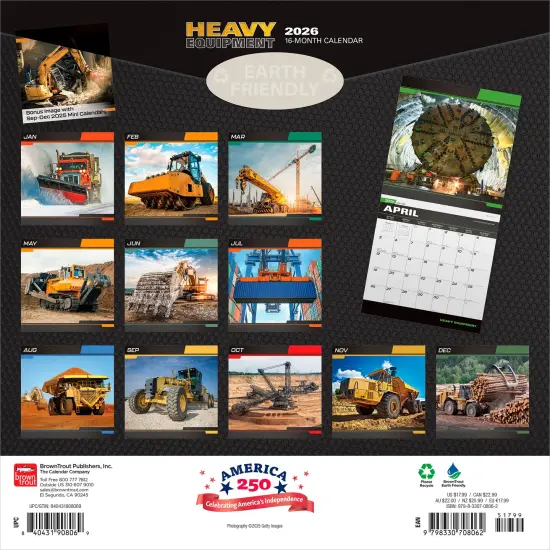 Heavy Equipment | 2026 12 x 24 Inch (Hanging) Monthly Square Wall Calendar | Plastic-Free {2}