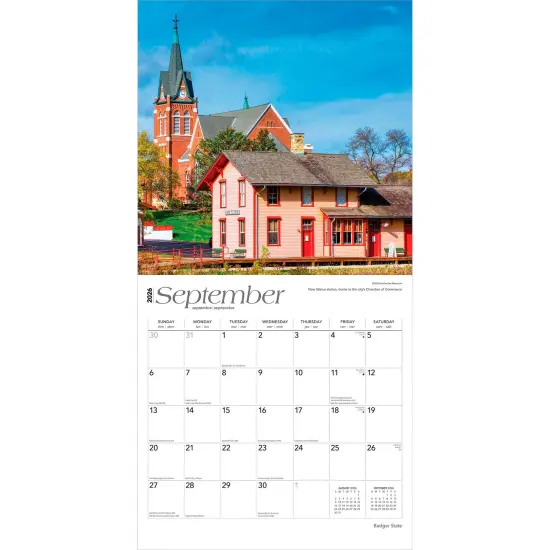Badger State | Wisconsin Places | 2026 12 x 24 Inch (Hanging) Monthly Square Wall Calendar | Plastic-Free {4}