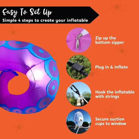 3 Pcs Halloween Inflatables Octopus Tentacle Outdoor Window Decorations {5}