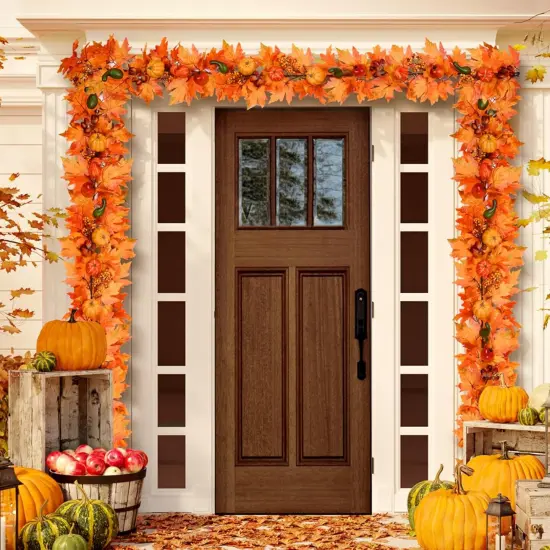 Fall Garland with Lights Autumn Garland with Pomegranate Pumpkin - Orange {5}