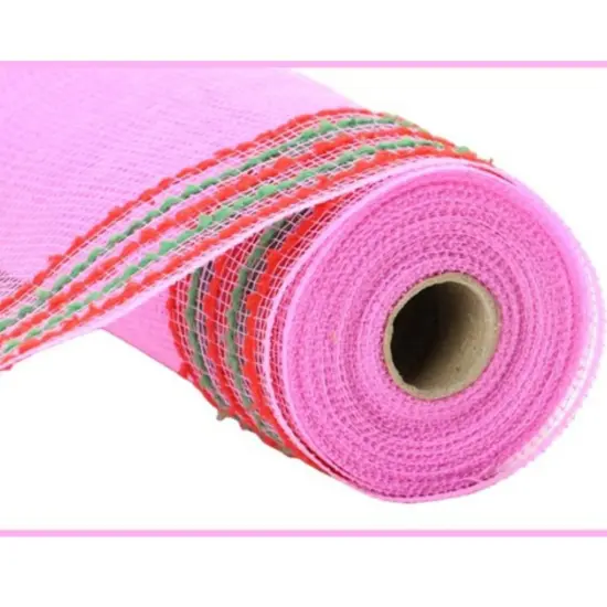 10.25" Drift Border Mesh Ribbon: Pink/Red (10 Yards) {1}