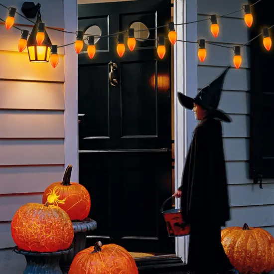 25FT C9 LED Halloween Orange String Lights {5}